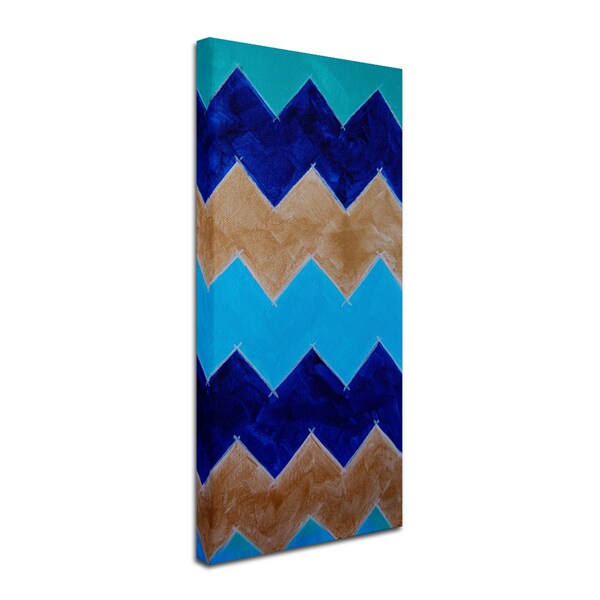 Nicole Dietz 'Blue And Gold Chevron' Canvas Art,24x47